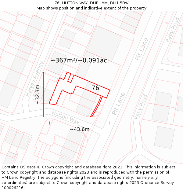 76, HUTTON WAY, DURHAM, DH1 5BW: Plot and title map