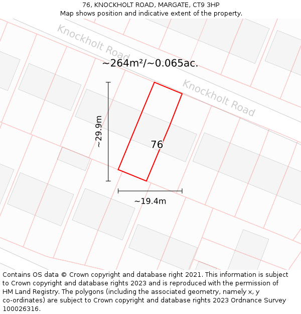 76, KNOCKHOLT ROAD, MARGATE, CT9 3HP: Plot and title map