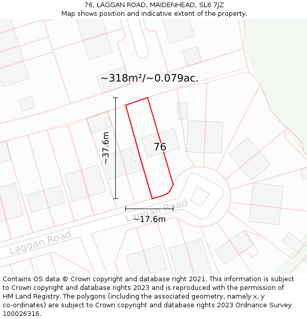 76, LAGGAN ROAD, MAIDENHEAD, SL6 7JZ: Plot and title map