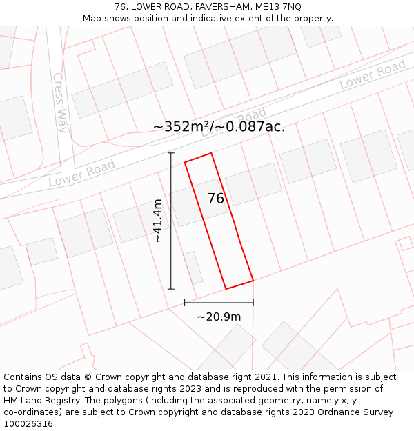 76, LOWER ROAD, FAVERSHAM, ME13 7NQ: Plot and title map