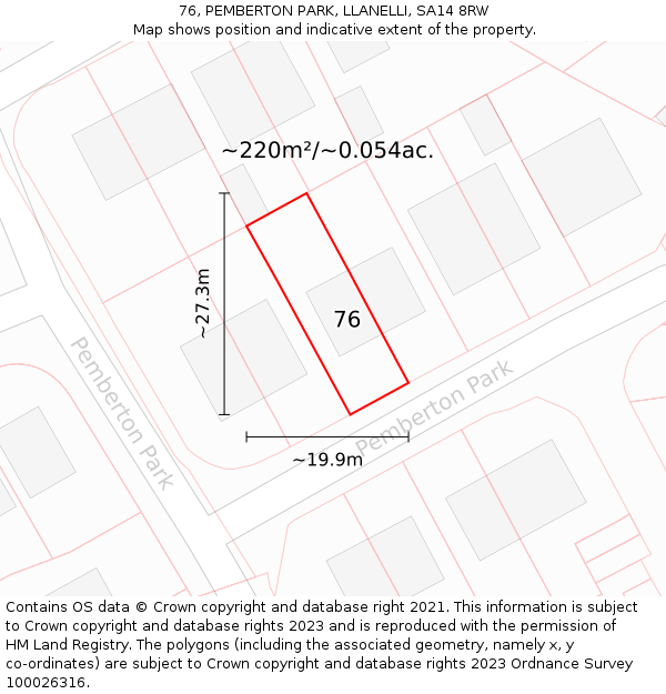 76, PEMBERTON PARK, LLANELLI, SA14 8RW: Plot and title map