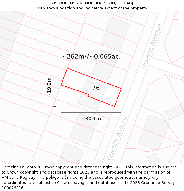 76, QUEENS AVENUE, ILKESTON, DE7 4DJ: Plot and title map