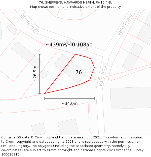 76, SHEPPEYS, HAYWARDS HEATH, RH16 4NU: Plot and title map