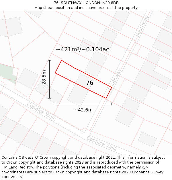 76, SOUTHWAY, LONDON, N20 8DB: Plot and title map