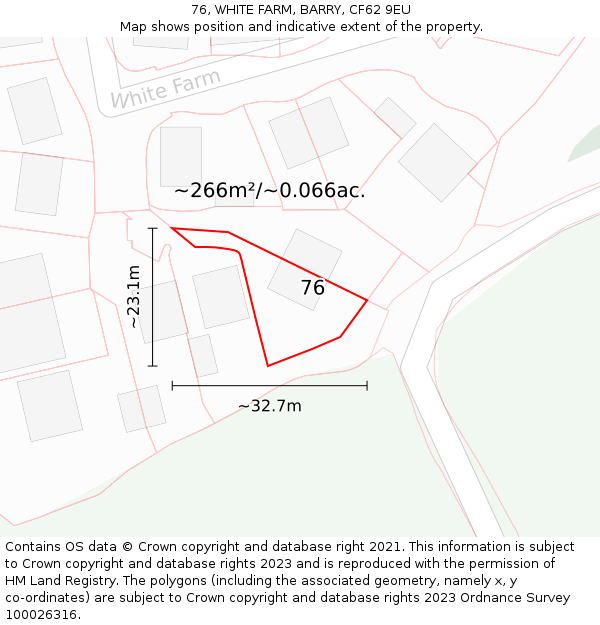 76, WHITE FARM, BARRY, CF62 9EU: Plot and title map