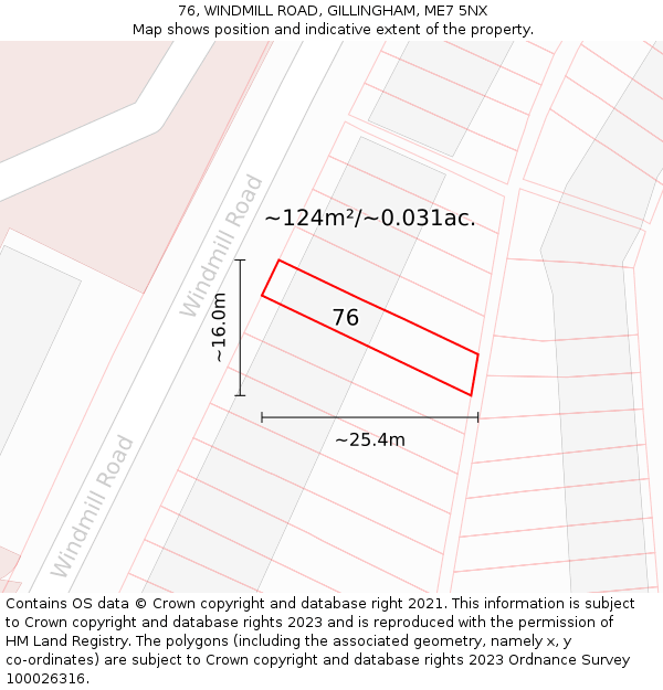 76, WINDMILL ROAD, GILLINGHAM, ME7 5NX: Plot and title map