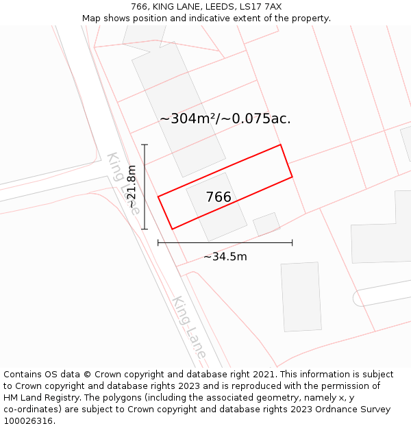 766, KING LANE, LEEDS, LS17 7AX: Plot and title map