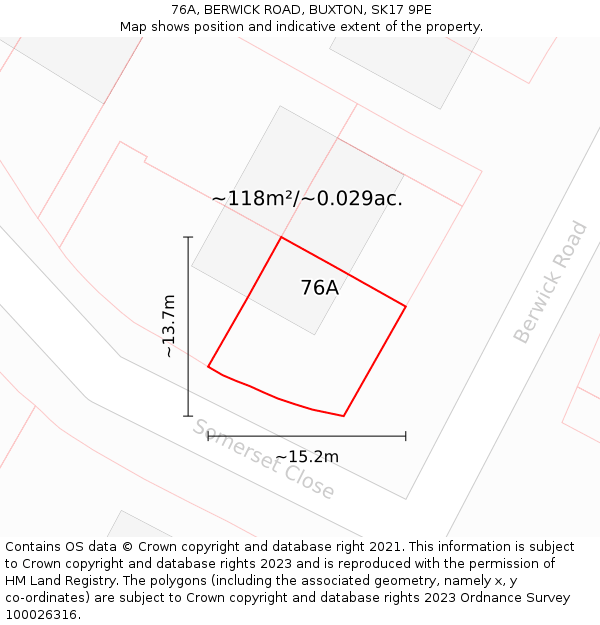 76A, BERWICK ROAD, BUXTON, SK17 9PE: Plot and title map