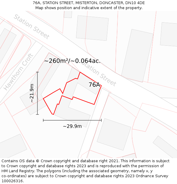 76A, STATION STREET, MISTERTON, DONCASTER, DN10 4DE: Plot and title map