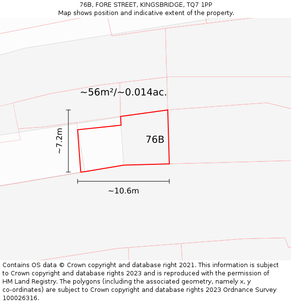 76B, FORE STREET, KINGSBRIDGE, TQ7 1PP: Plot and title map