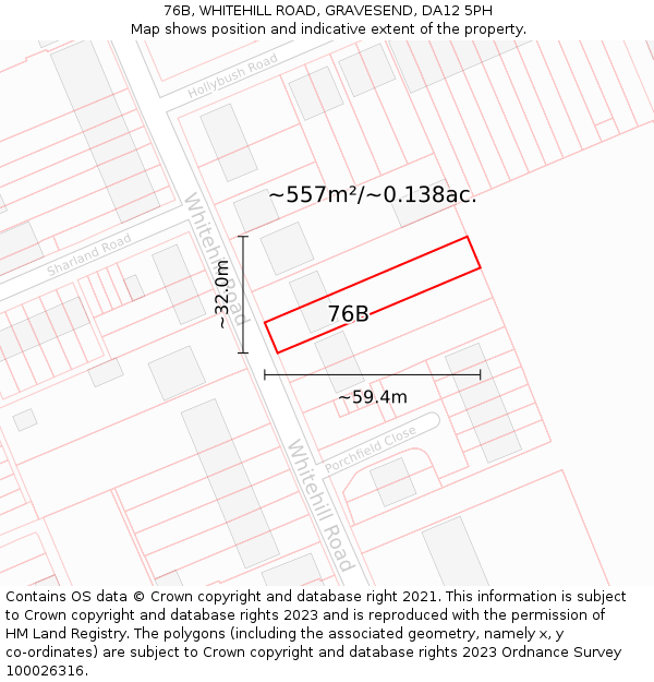 76B, WHITEHILL ROAD, GRAVESEND, DA12 5PH: Plot and title map