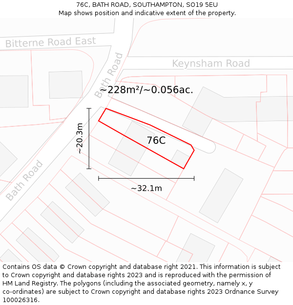 76C, BATH ROAD, SOUTHAMPTON, SO19 5EU: Plot and title map