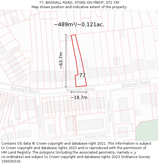 77, BAGNALL ROAD, STOKE-ON-TRENT, ST2 7AY: Plot and title map