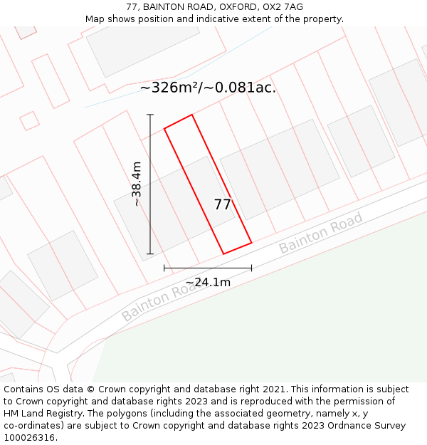 77, BAINTON ROAD, OXFORD, OX2 7AG: Plot and title map