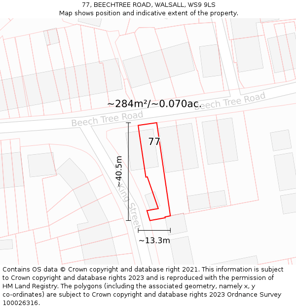 77, BEECHTREE ROAD, WALSALL, WS9 9LS: Plot and title map