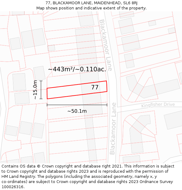 77, BLACKAMOOR LANE, MAIDENHEAD, SL6 8RJ: Plot and title map