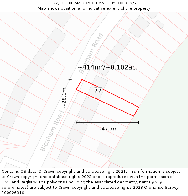 77, BLOXHAM ROAD, BANBURY, OX16 9JS: Plot and title map