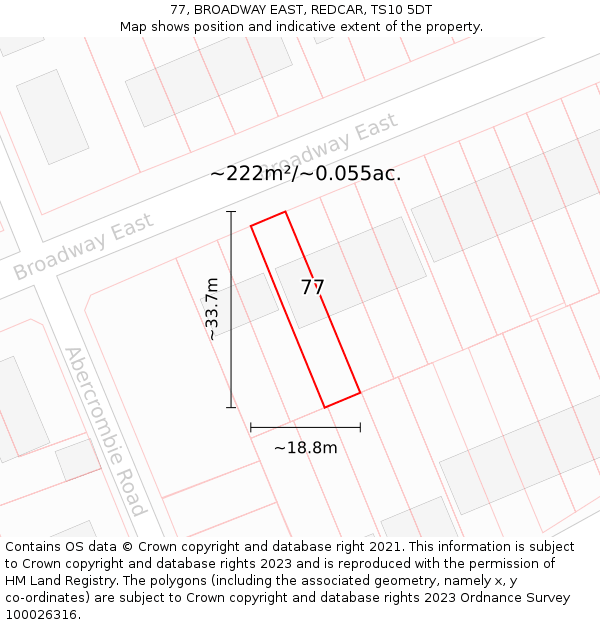 77, BROADWAY EAST, REDCAR, TS10 5DT: Plot and title map