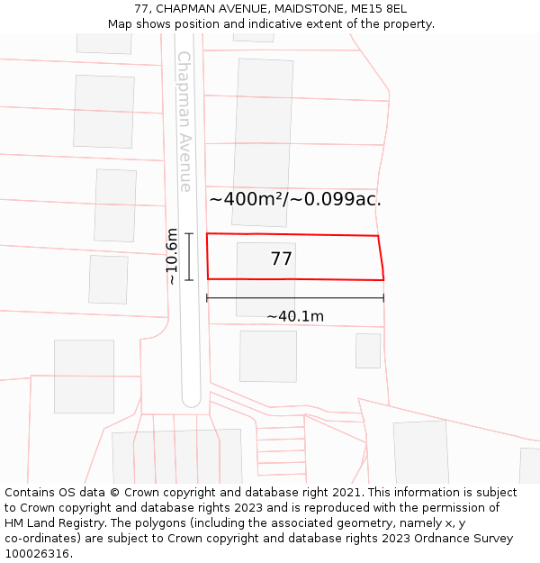 77, CHAPMAN AVENUE, MAIDSTONE, ME15 8EL: Plot and title map