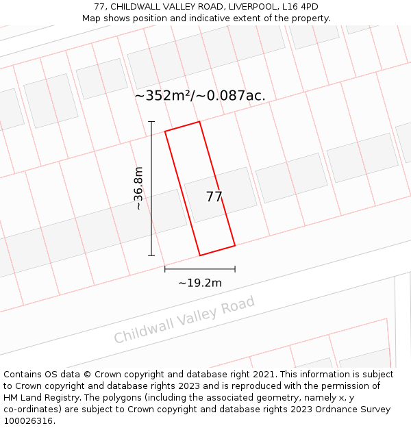 77, CHILDWALL VALLEY ROAD, LIVERPOOL, L16 4PD: Plot and title map