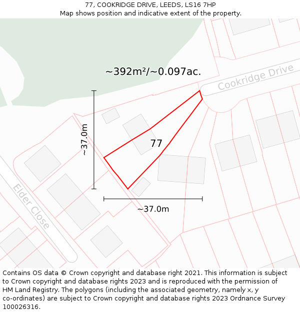 77, COOKRIDGE DRIVE, LEEDS, LS16 7HP: Plot and title map