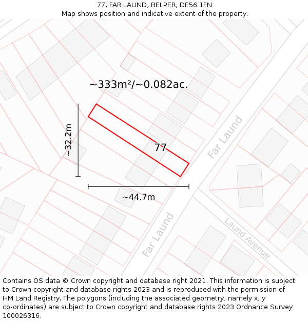 77, FAR LAUND, BELPER, DE56 1FN: Plot and title map