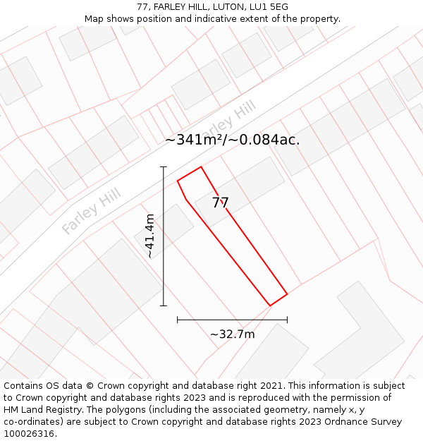 77, FARLEY HILL, LUTON, LU1 5EG: Plot and title map