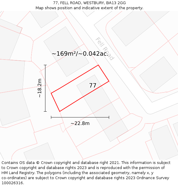 77, FELL ROAD, WESTBURY, BA13 2GG: Plot and title map