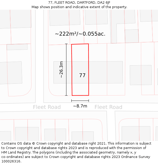 77, FLEET ROAD, DARTFORD, DA2 6JF: Plot and title map