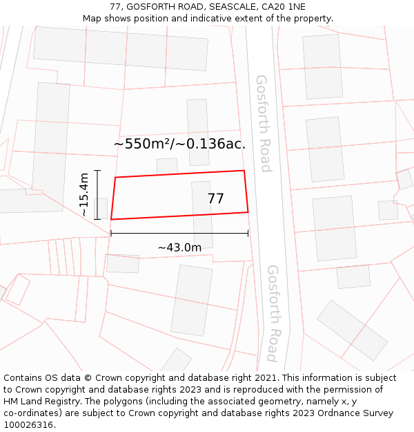 77, GOSFORTH ROAD, SEASCALE, CA20 1NE: Plot and title map