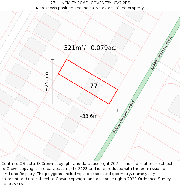 77, HINCKLEY ROAD, COVENTRY, CV2 2ES: Plot and title map