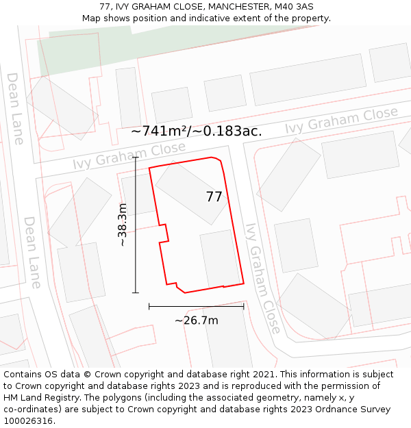 77, IVY GRAHAM CLOSE, MANCHESTER, M40 3AS: Plot and title map