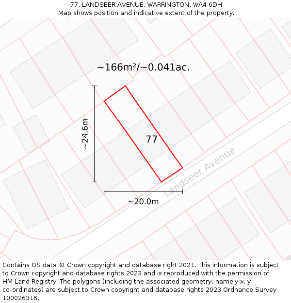 77, LANDSEER AVENUE, WARRINGTON, WA4 6DH: Plot and title map