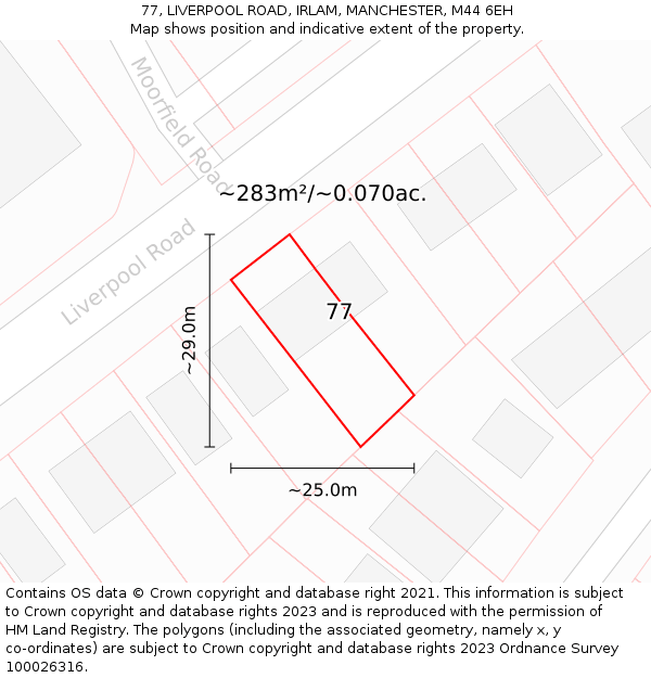 77, LIVERPOOL ROAD, IRLAM, MANCHESTER, M44 6EH: Plot and title map