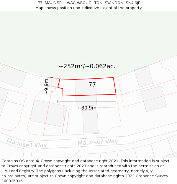 77, MAUNSELL WAY, WROUGHTON, SWINDON, SN4 9JF: Plot and title map