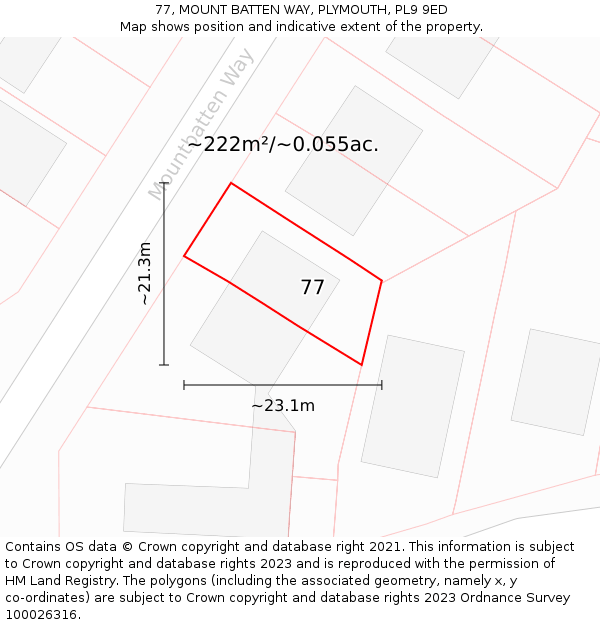 77, MOUNT BATTEN WAY, PLYMOUTH, PL9 9ED: Plot and title map