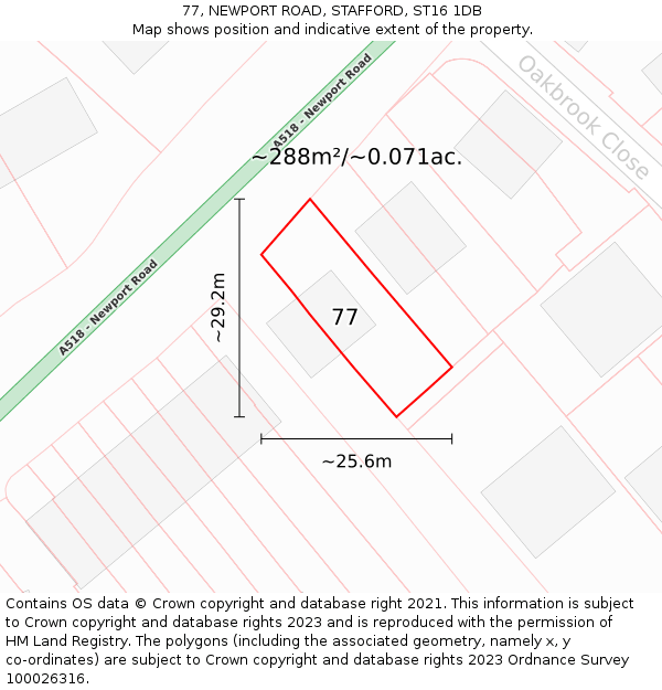 77, NEWPORT ROAD, STAFFORD, ST16 1DB: Plot and title map