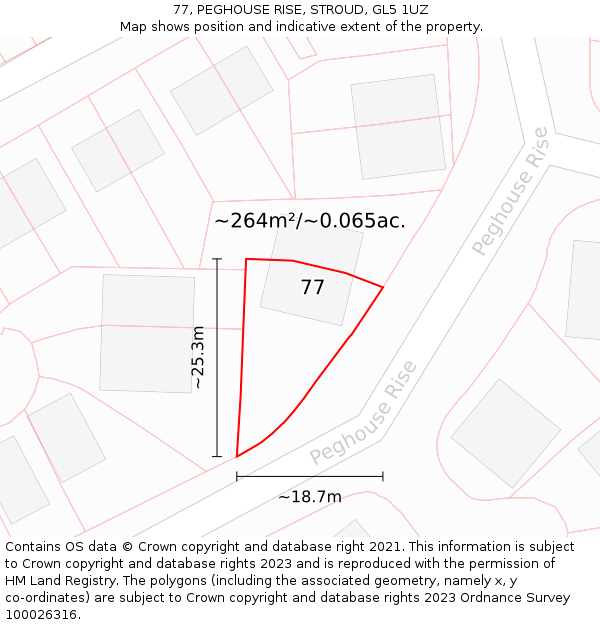 77, PEGHOUSE RISE, STROUD, GL5 1UZ: Plot and title map