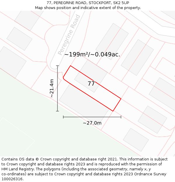 77, PEREGRINE ROAD, STOCKPORT, SK2 5UP: Plot and title map