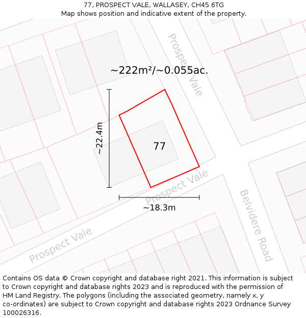 77, PROSPECT VALE, WALLASEY, CH45 6TG: Plot and title map