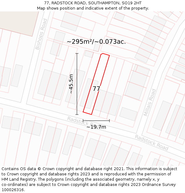 77, RADSTOCK ROAD, SOUTHAMPTON, SO19 2HT: Plot and title map