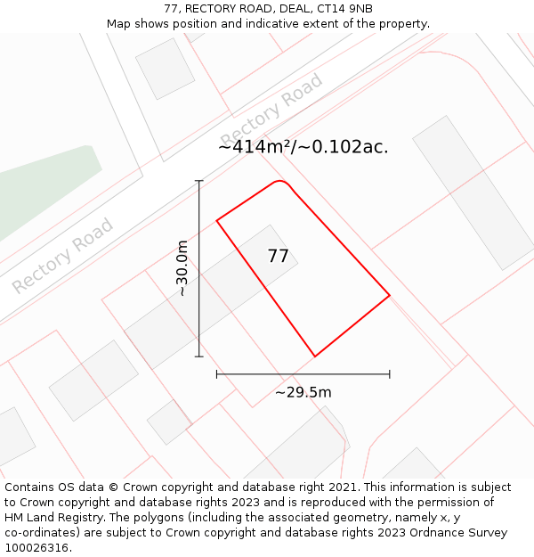 77, RECTORY ROAD, DEAL, CT14 9NB: Plot and title map