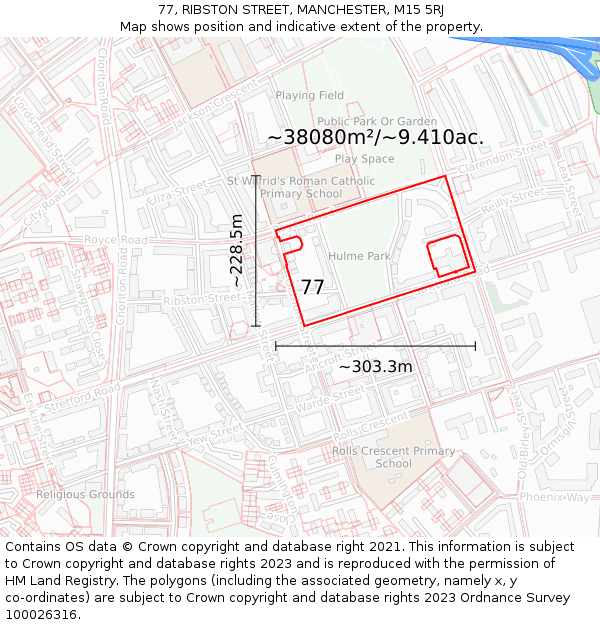 77, RIBSTON STREET, MANCHESTER, M15 5RJ: Plot and title map