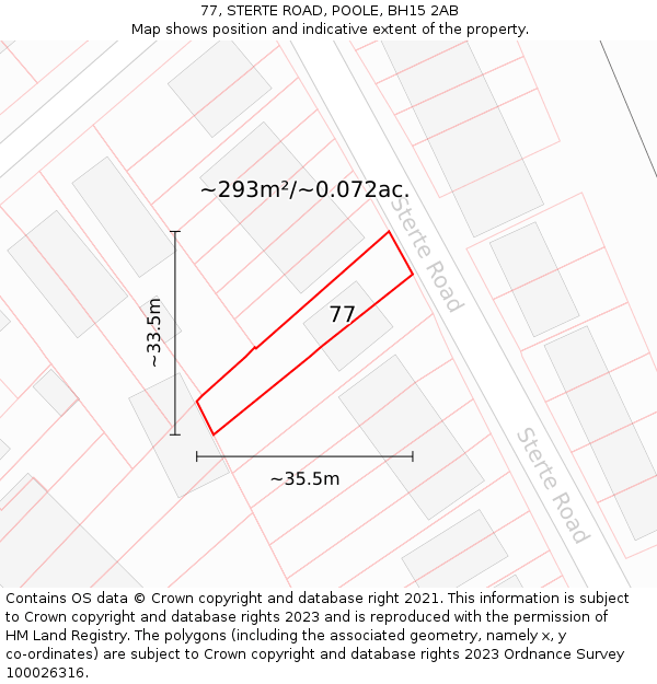 77, STERTE ROAD, POOLE, BH15 2AB: Plot and title map