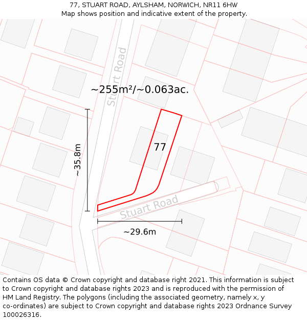 77, STUART ROAD, AYLSHAM, NORWICH, NR11 6HW: Plot and title map