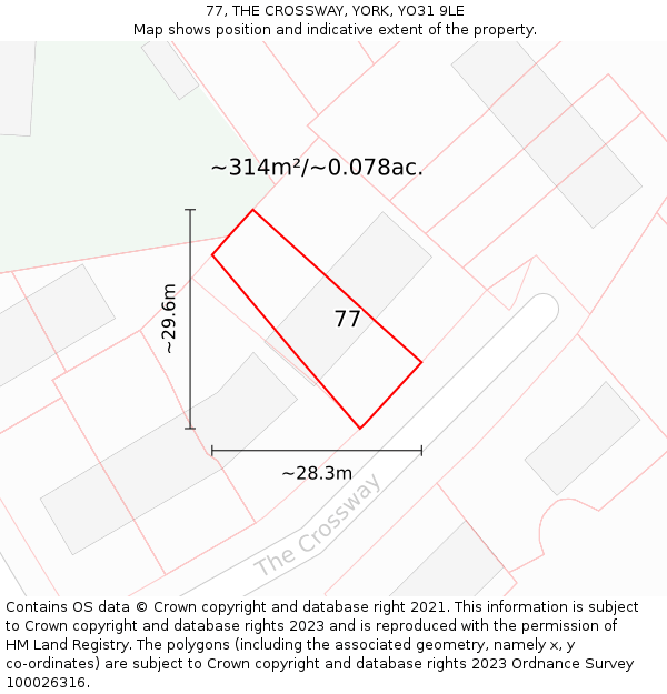 77, THE CROSSWAY, YORK, YO31 9LE: Plot and title map