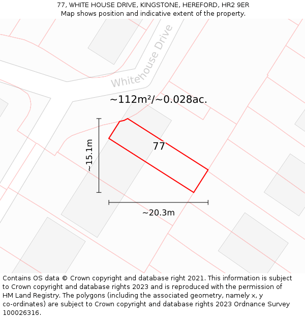 77, WHITE HOUSE DRIVE, KINGSTONE, HEREFORD, HR2 9ER: Plot and title map