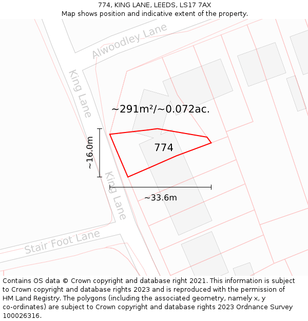 774, KING LANE, LEEDS, LS17 7AX: Plot and title map