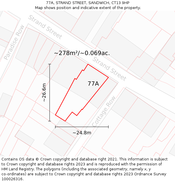 77A, STRAND STREET, SANDWICH, CT13 9HP: Plot and title map