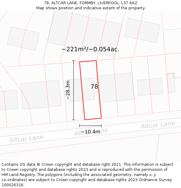 78, ALTCAR LANE, FORMBY, LIVERPOOL, L37 6AZ: Plot and title map